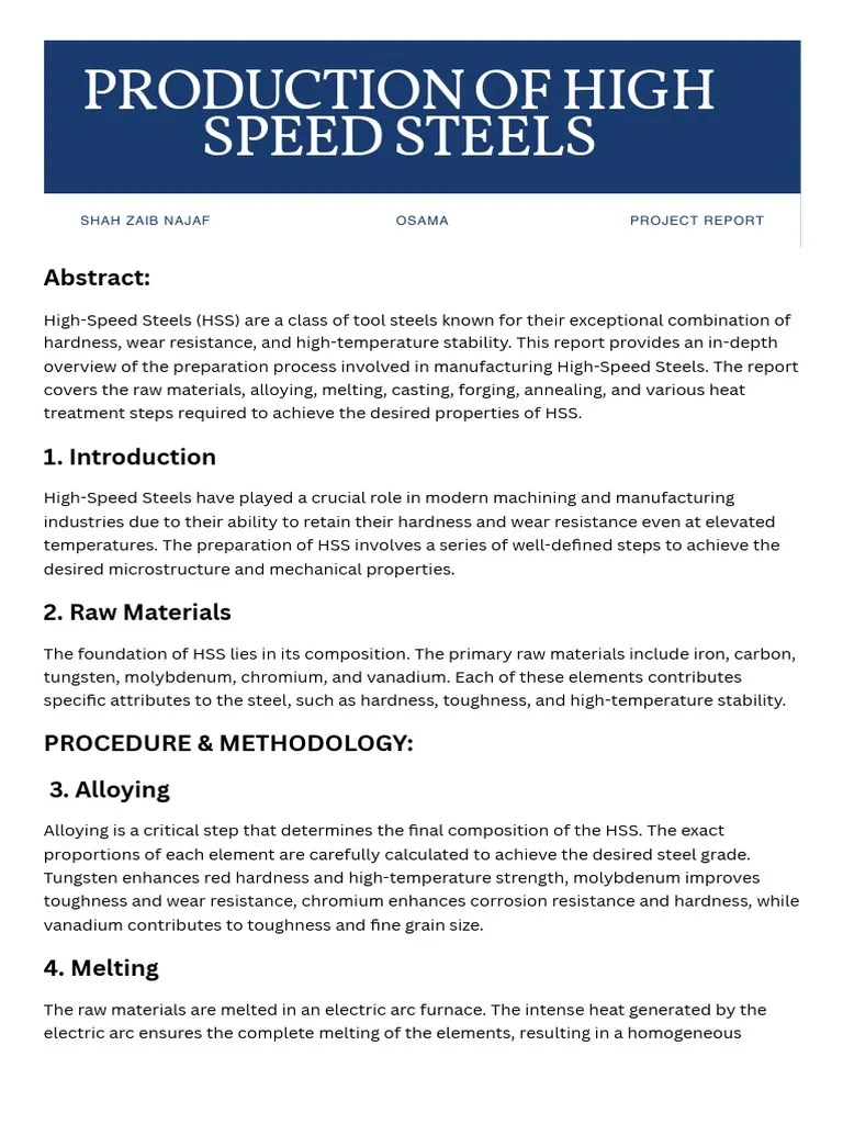 High Speed Steels PDF Steel Heat Treating