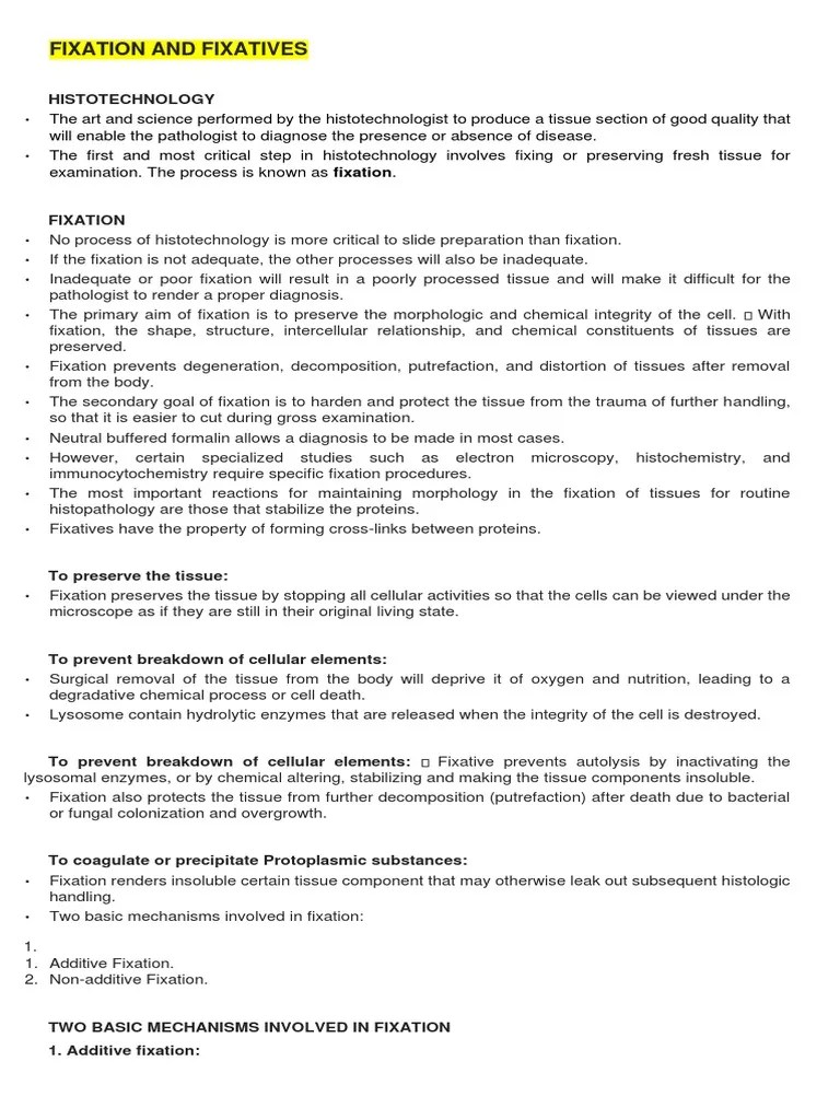 Fixation Decal Dehy PDF Fixation (Histology) Staining