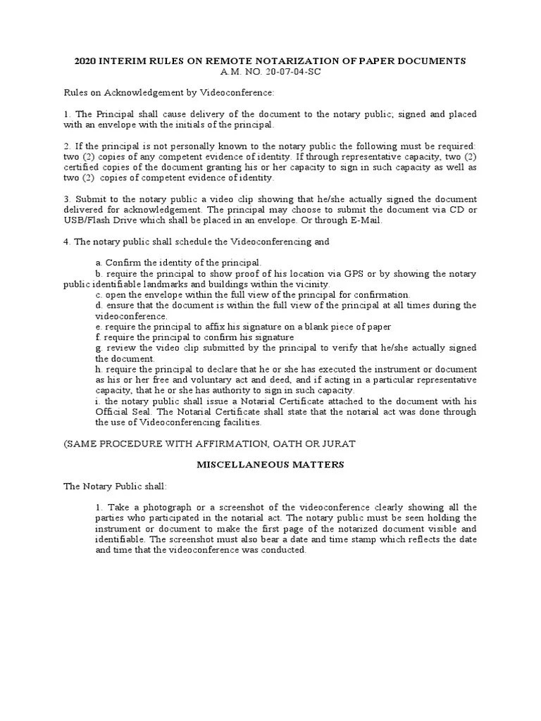 Remote Notarization PDF Notary Public Common Law