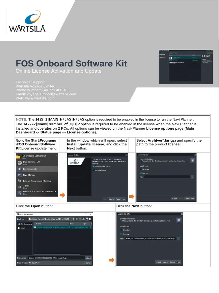 FOS Onboard Software Kit 5.06 Online License Activation and Update PDF