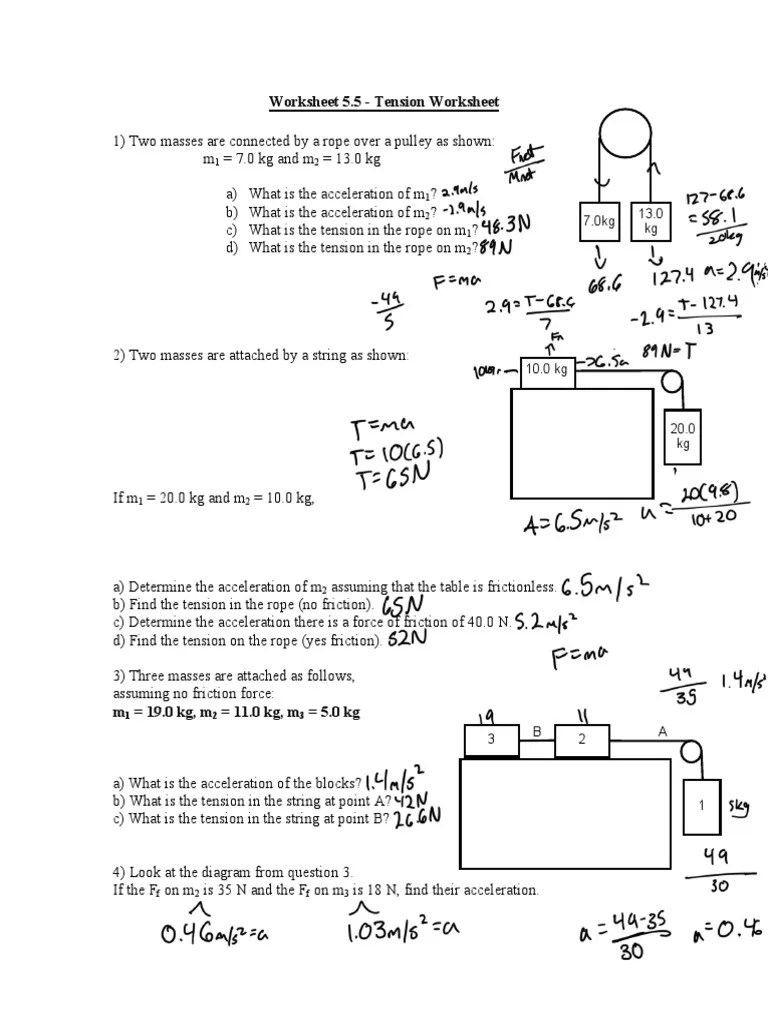 Tension worksheet PDF