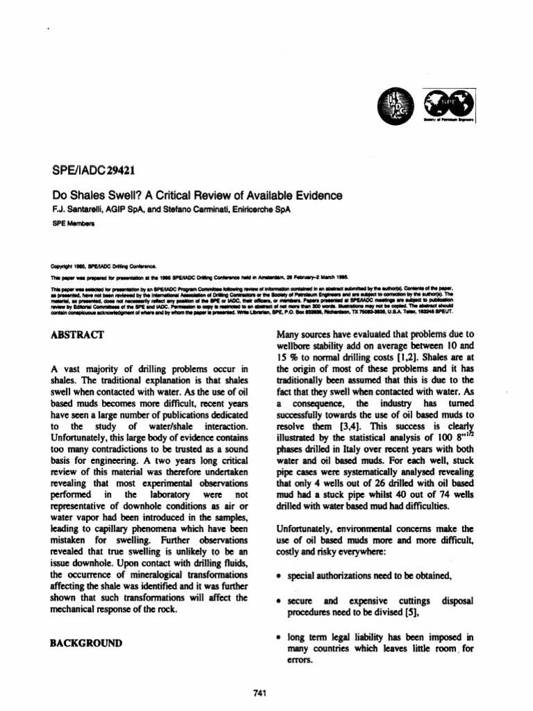 SPEDo Shales Swell PDF Osmosis Water