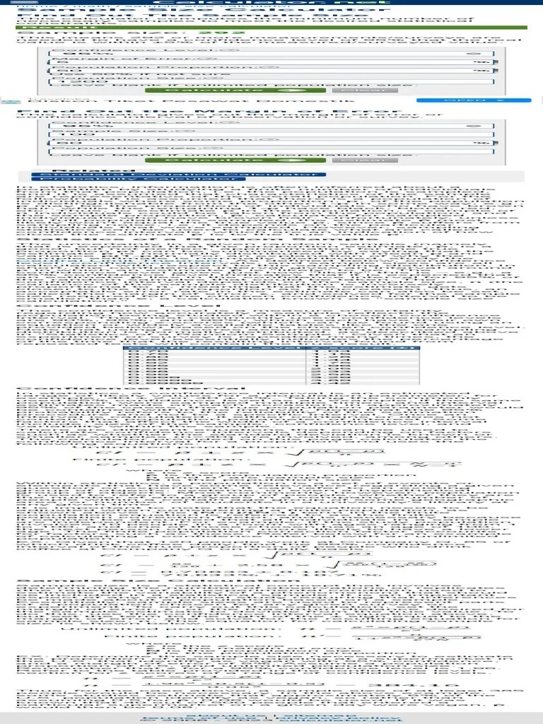 Sample Size Calculator PDF Confidence Interval Estimator