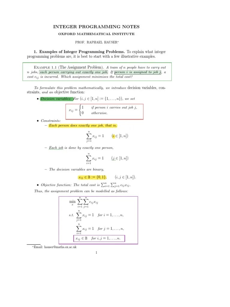 2.2 Examples of Integer Linear Programming Problems (17) Pages19