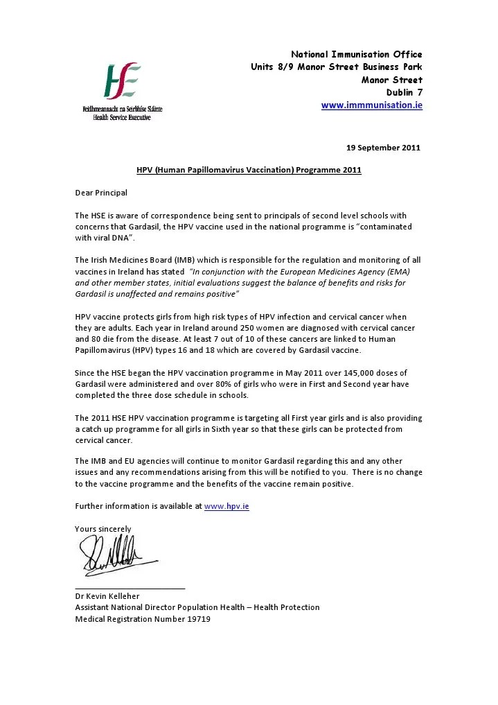 hpv safety letters 1 Diseases And Disorders Medical Specialties