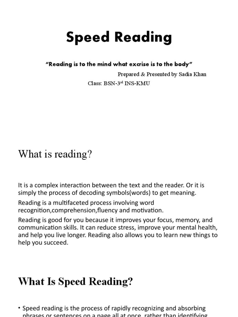 Speed Reading PDF Speed Reading Learning