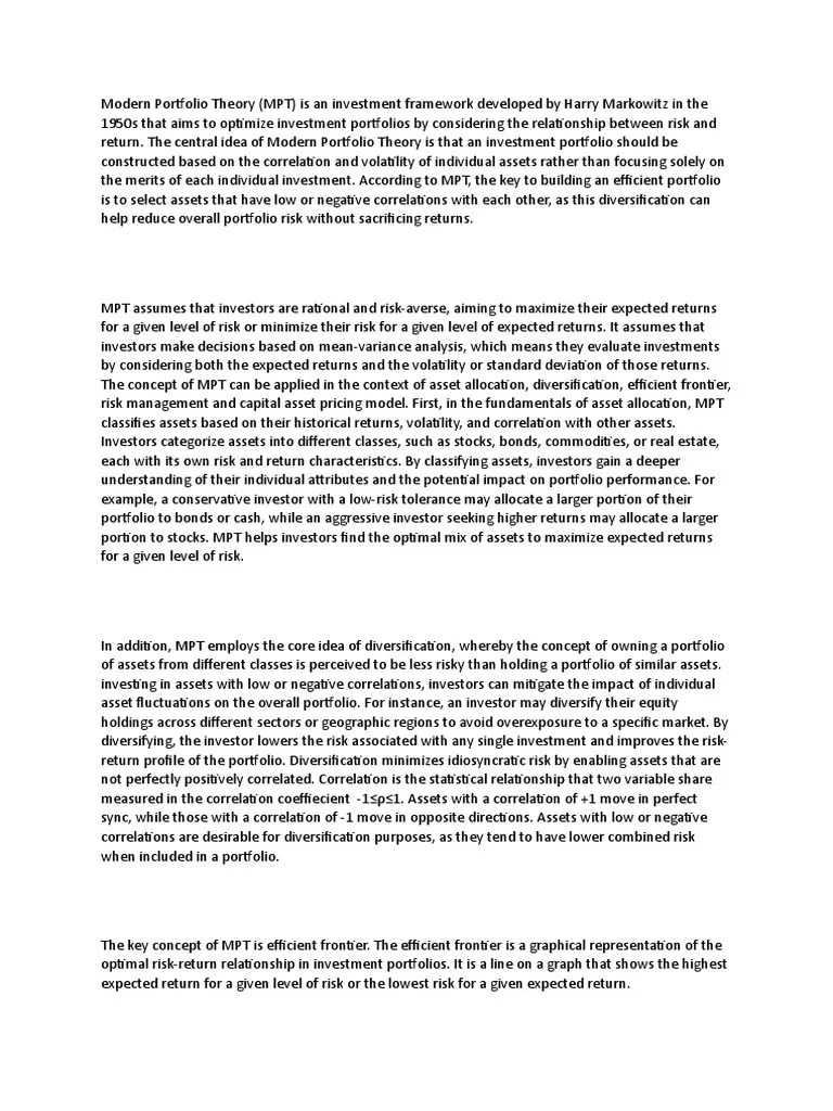 Modern Portfolio Theory PDF