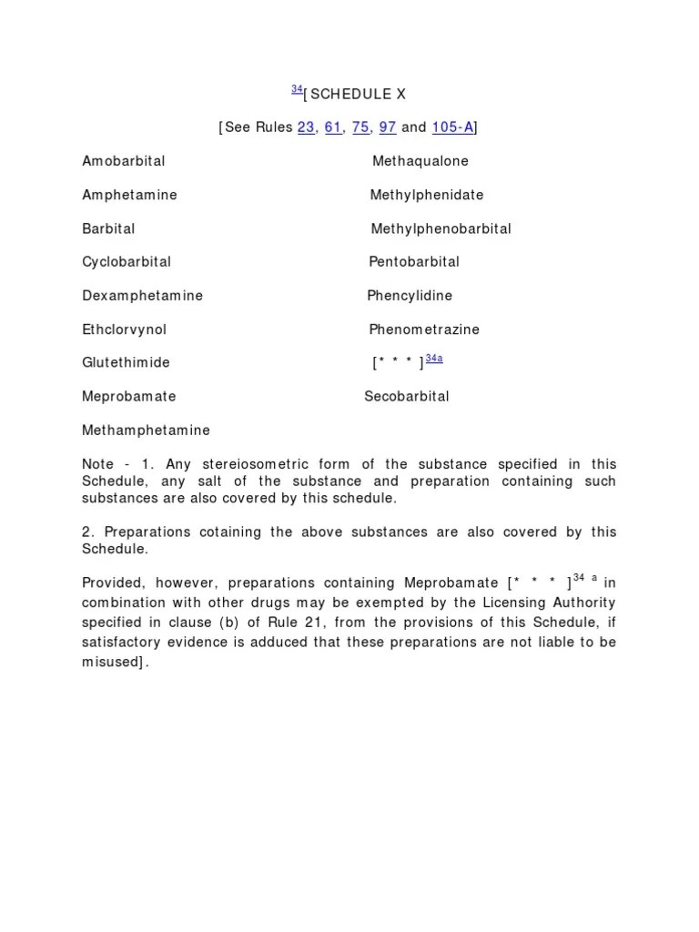 Schedule X PDF