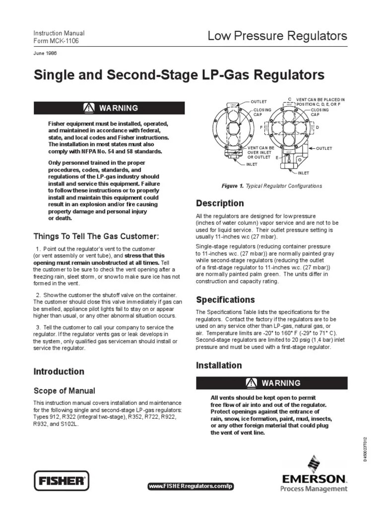 Manuals Single Second Stage LP Gas Regulators Instruction Manual PDF