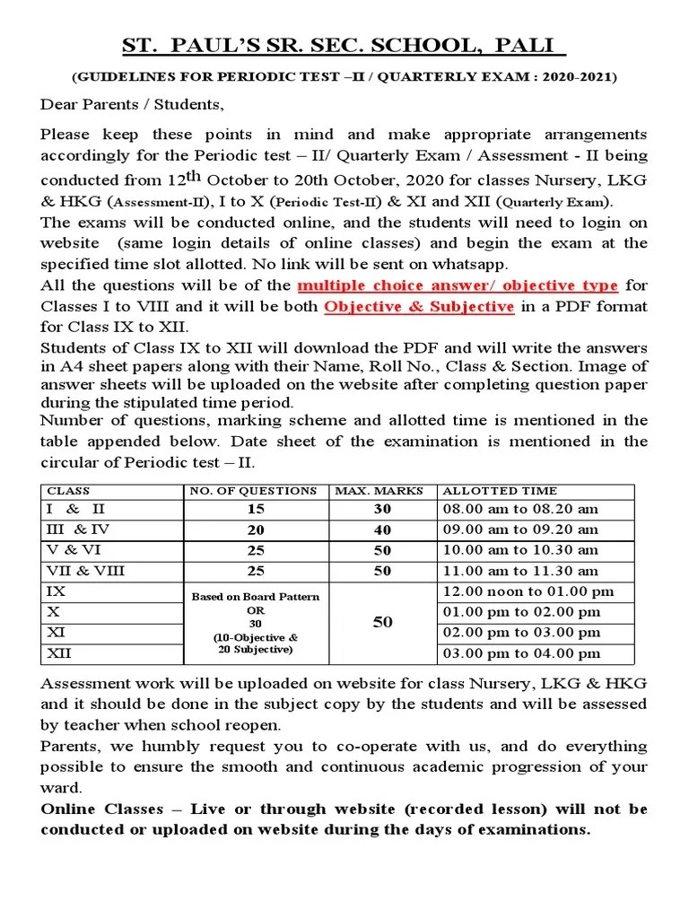 Exam Guidelines | PDF