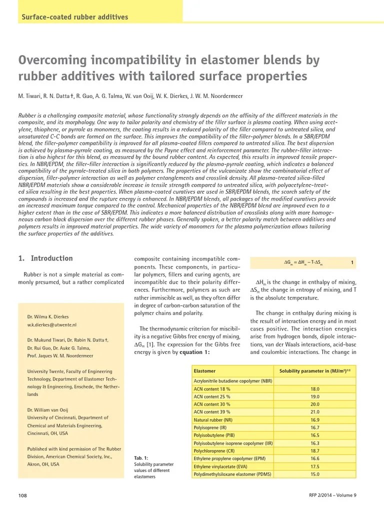 in Elastomer Blends by Rubber Additives With
