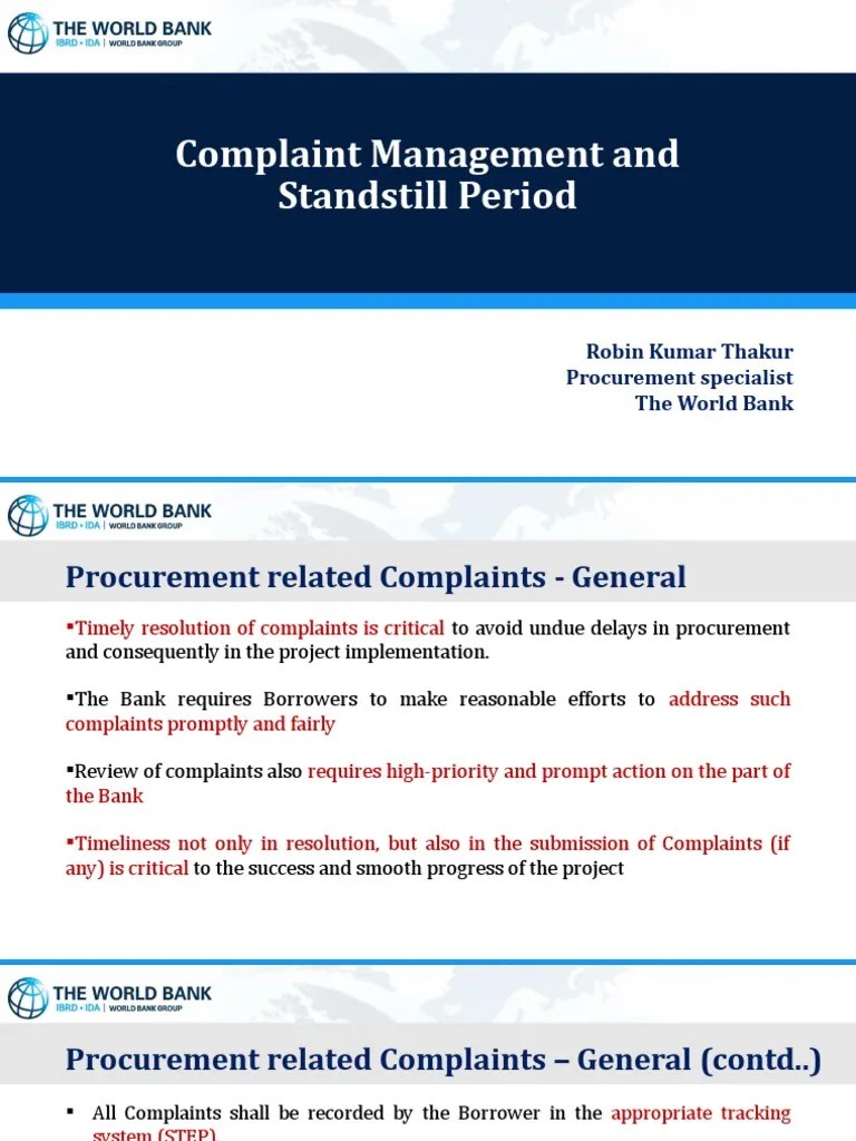 Complaint Management and Standstill Period PDF