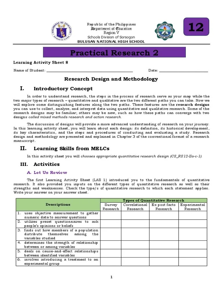 Practical Research 2 Module Research Design and Methodology PDF
