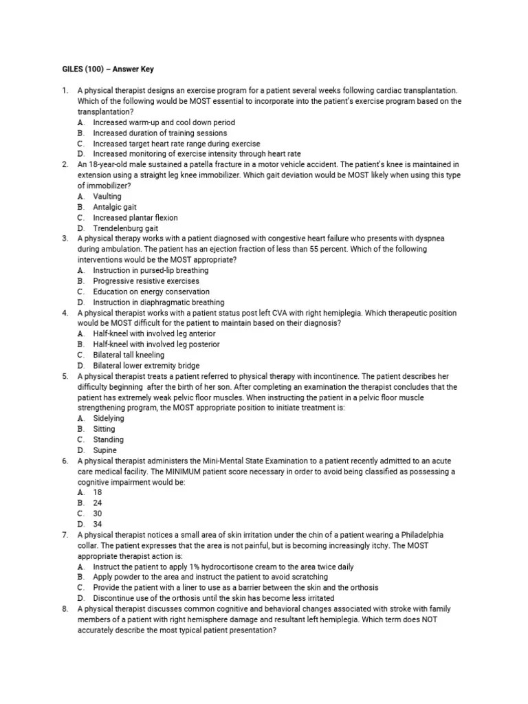 GILES 100 Answer Sheet PDF Anatomical Terms Of Motion Physical