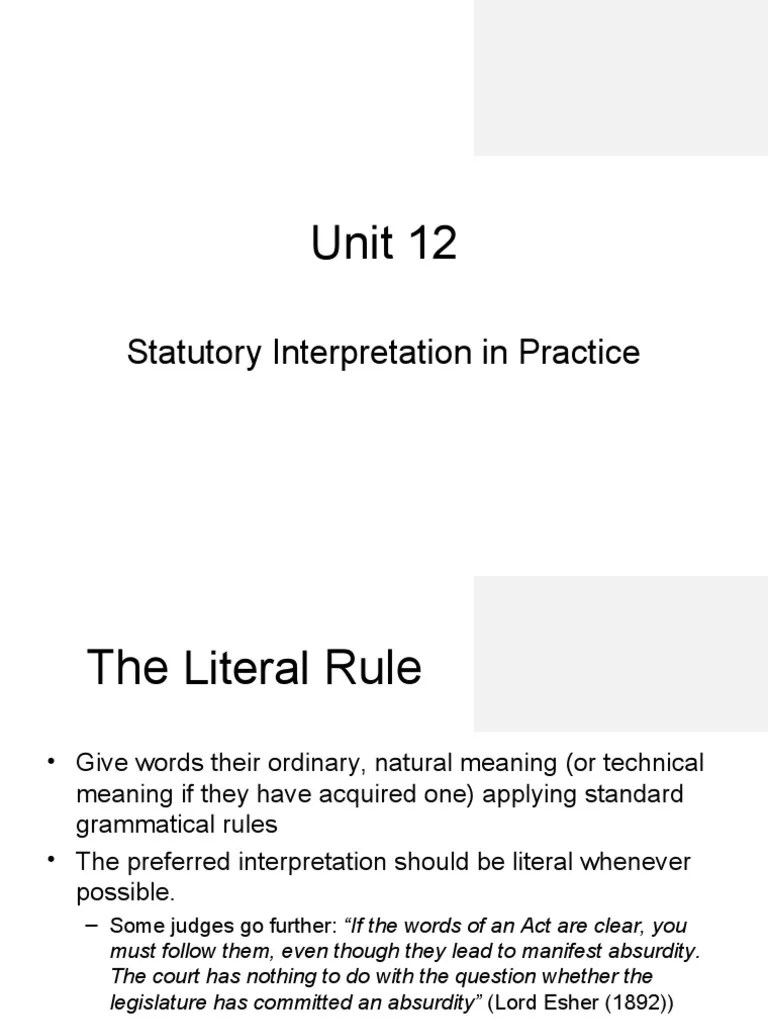 MX1104 Unit 12 Statutory Interpretation in Practice PDF Statutory