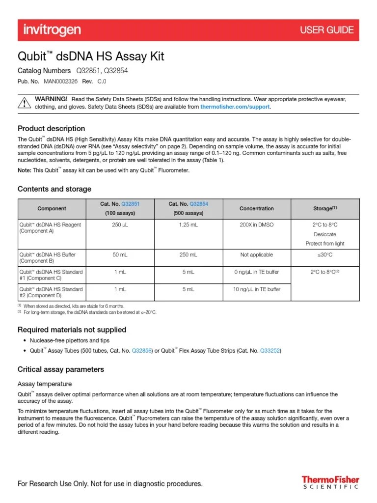 Qubit_dsDNA_HS_Assay_UG (1) PDF Dna Assay