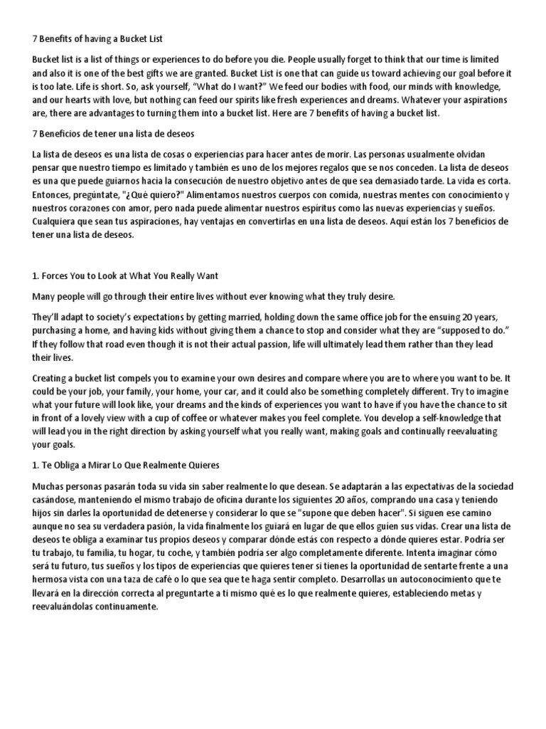 7 Benefits of Having A Bucket List PDF