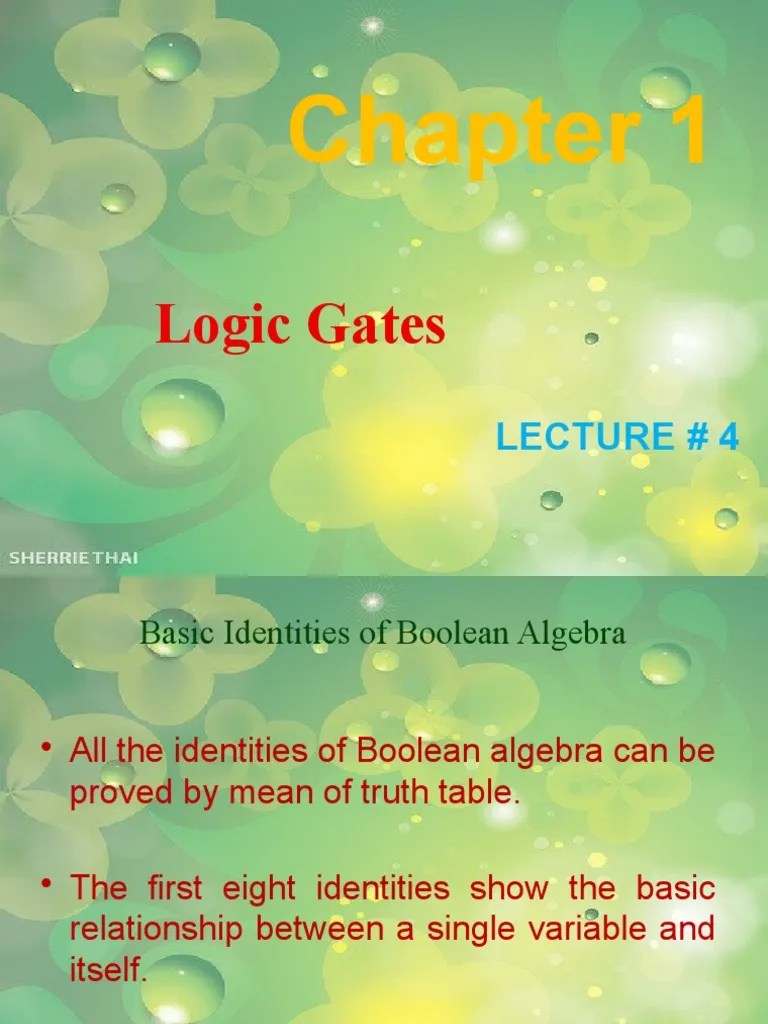 Lecture Logic Gates Boolean Algebra & KM PDF Algebra Logic