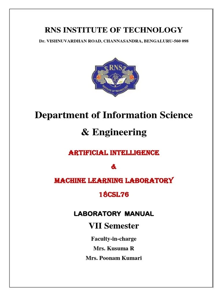 Ise AimlLab Manual PDF Engineering Machine Learning