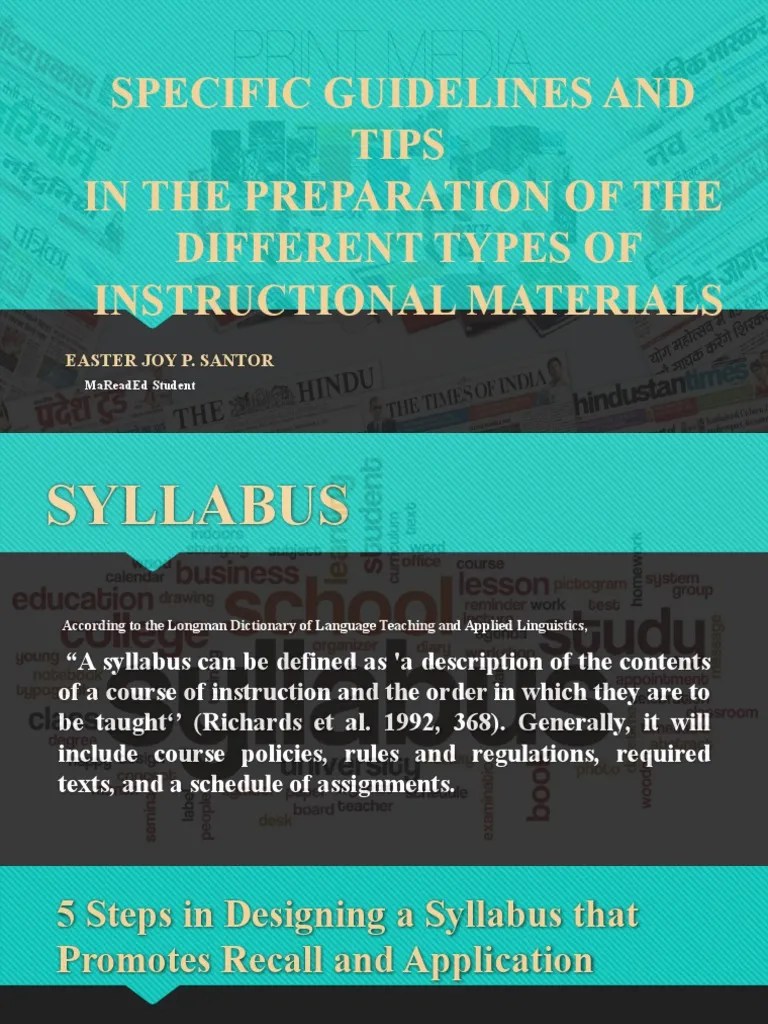 Specific Guidelines and Tips in Preparing Different Types of