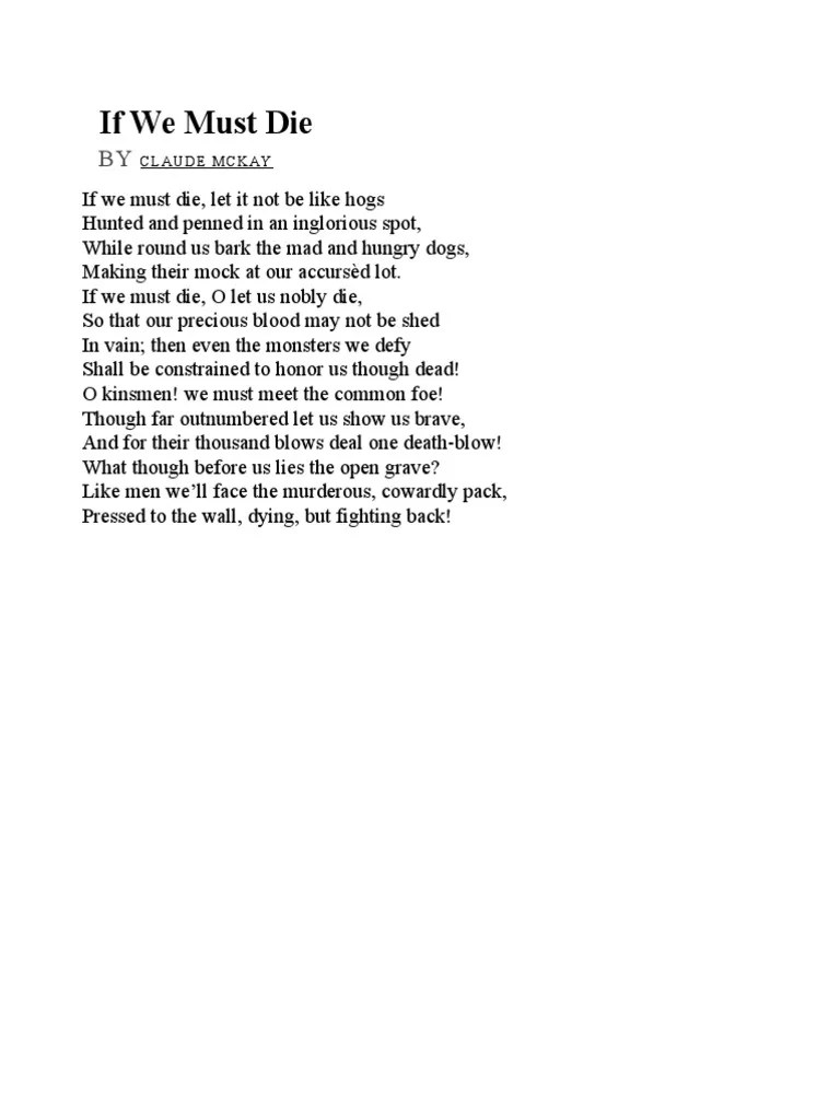Claude McKay If We Must Die PDF