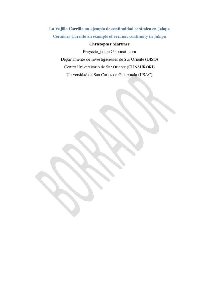 Ceramics Carrillo An Example of Ceramic Continuity in Jalapa PDF