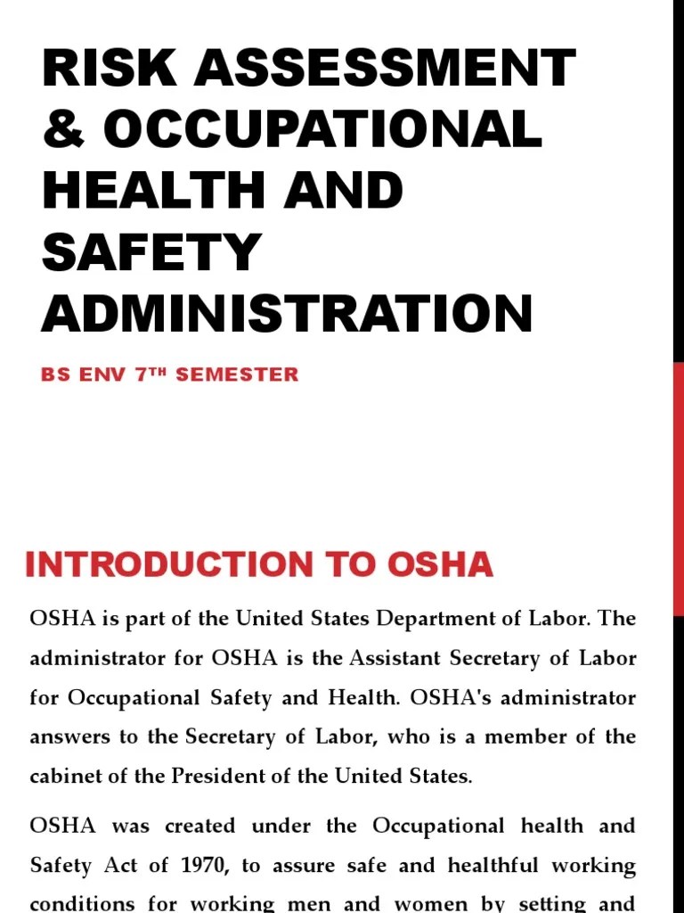 Risk Assessment & OSHA PDF Occupational Safety And Health