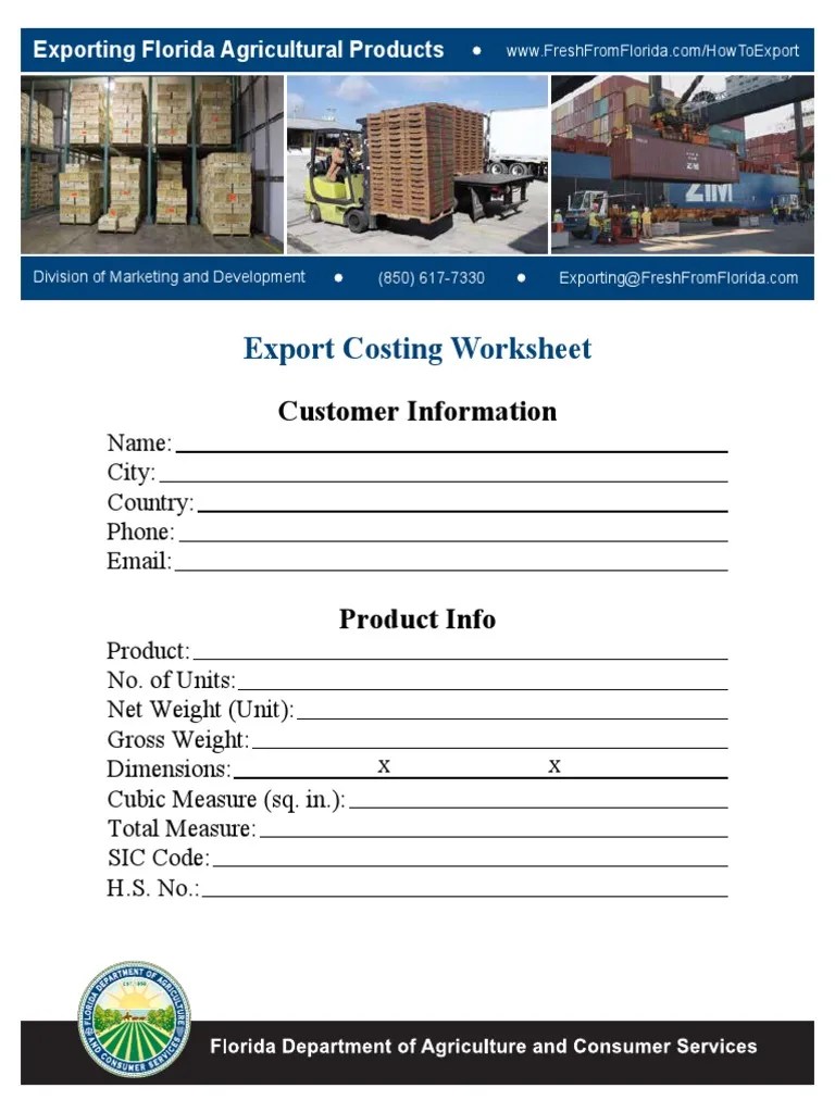 Export Costing Worksheet | PDF