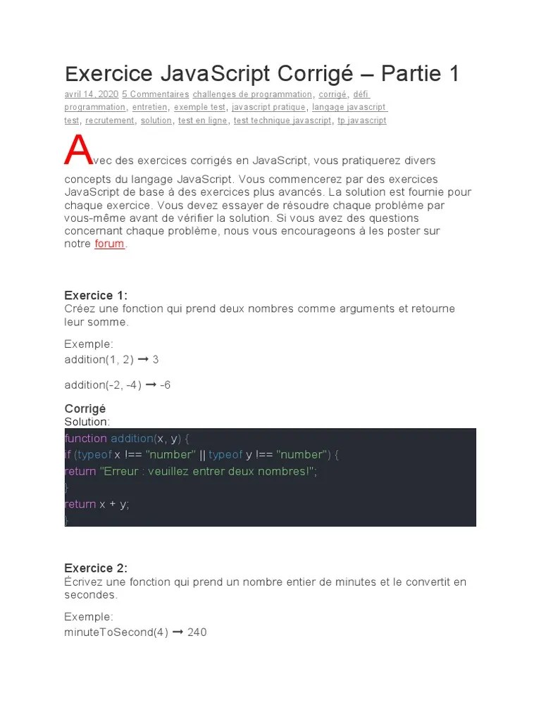 Exercice JavaScript Corrigé PDF JavaScript Triangle