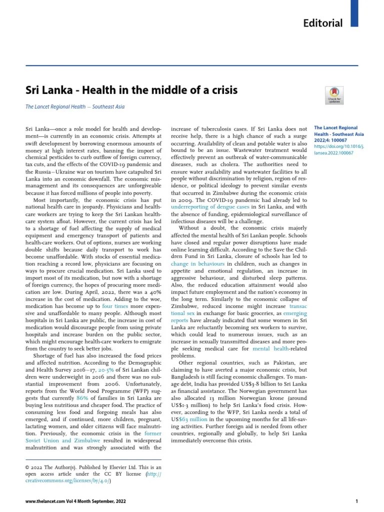 Sri Lanka's Health Crisis Unveiled PDF