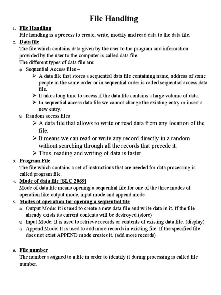 File Handling PDF Computer File Input/Output
