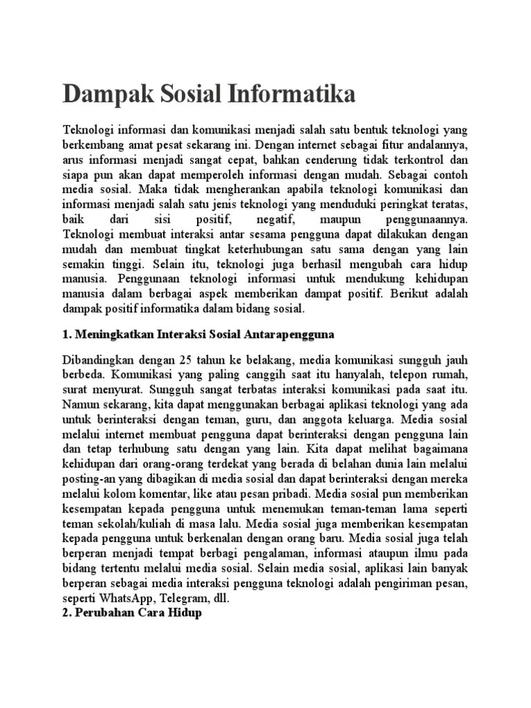 Dampak Sosial Informatika PDF
