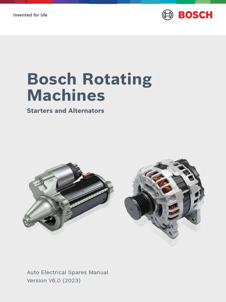Bosch Starters Alternatrors Catalogue PDF Electric Motor Screw