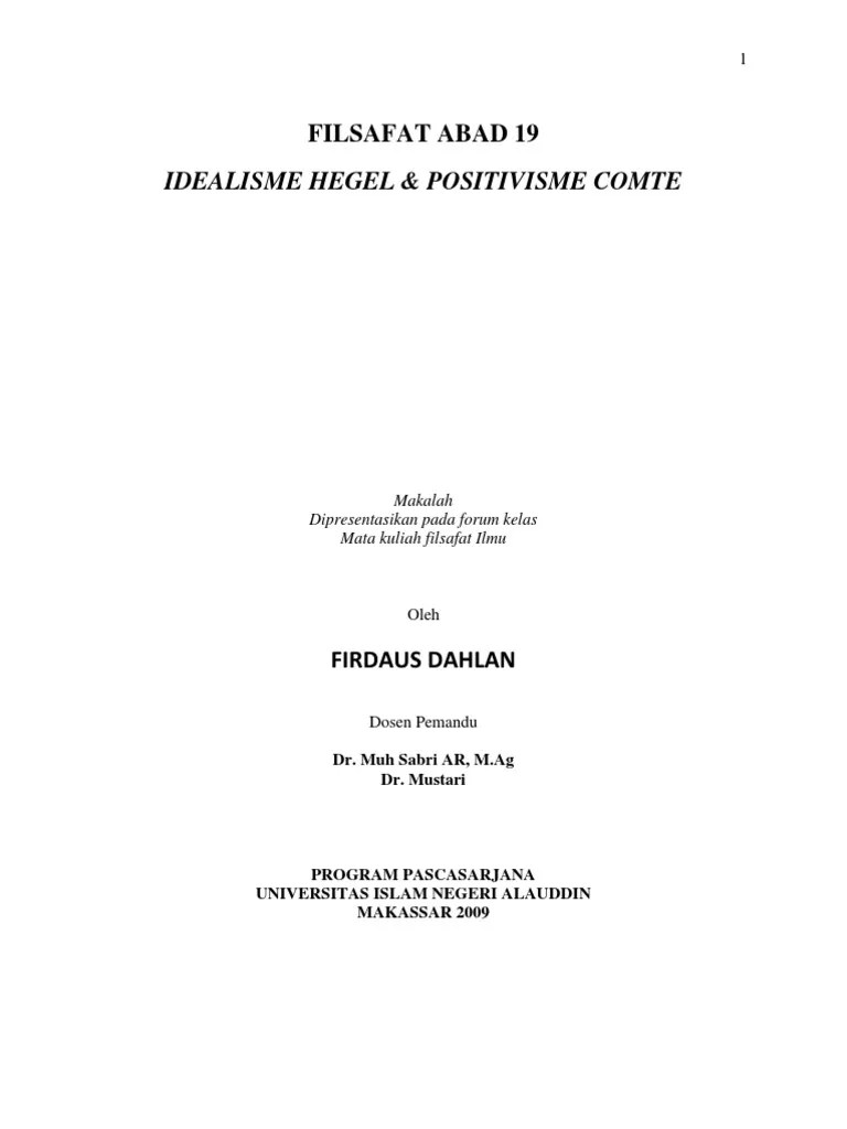 Filsafat Abad 19 (Firdaus) | PDF