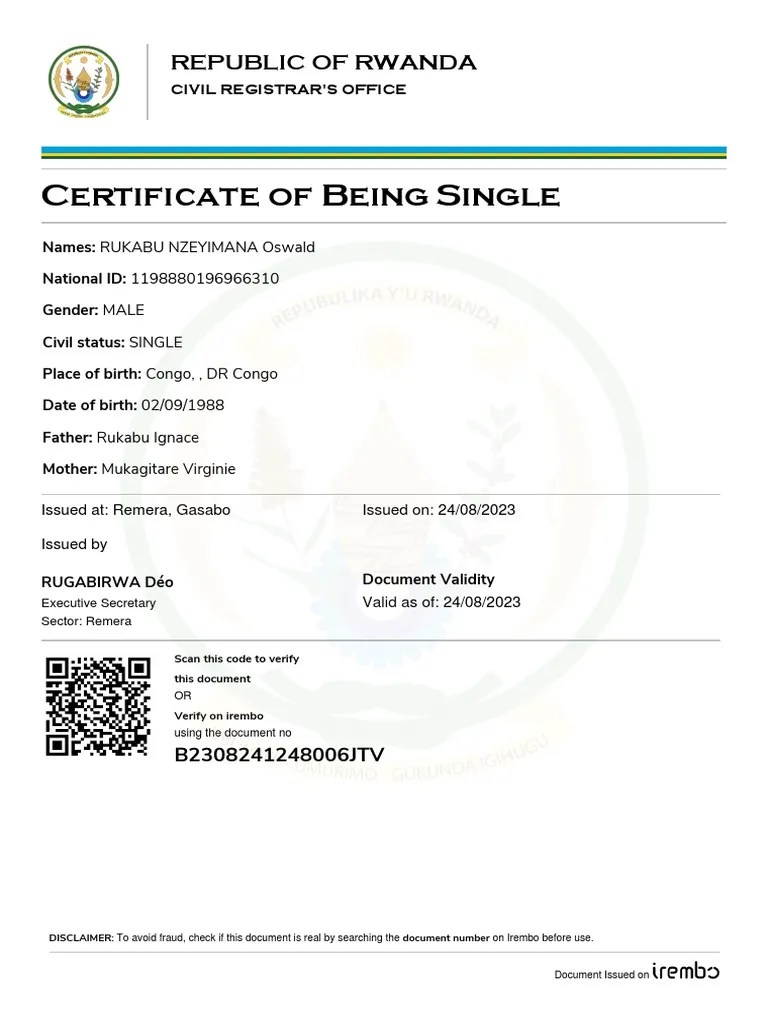 Single Certificate PDF