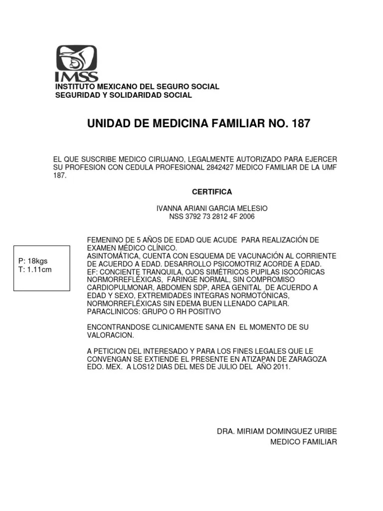 Certificado Medico