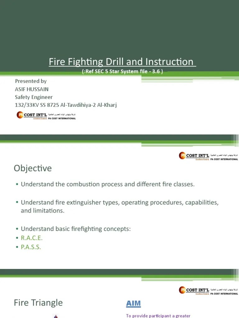 Fire Fighting Drill and Instruction PDF Fires Chemistry