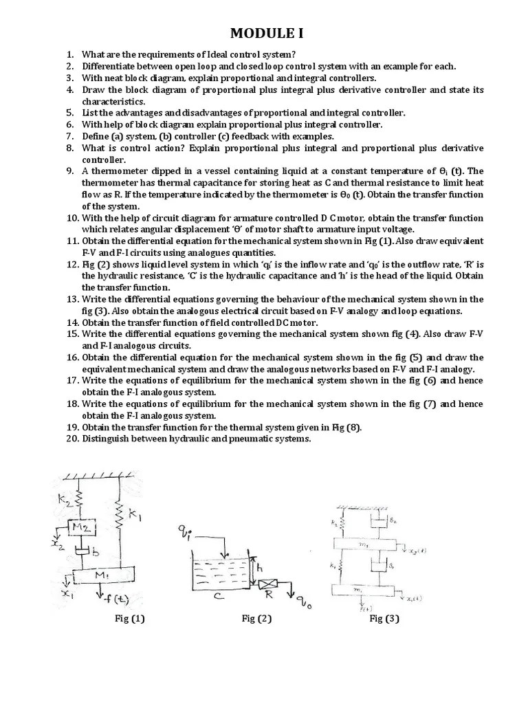 Control Engineering Question Bank Download Free PDF Electricity