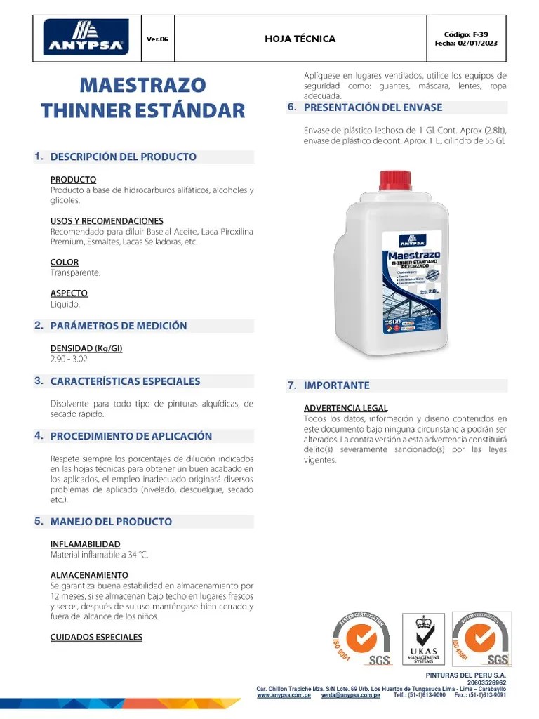 Thinner Standard Ficha Tecnica PDF