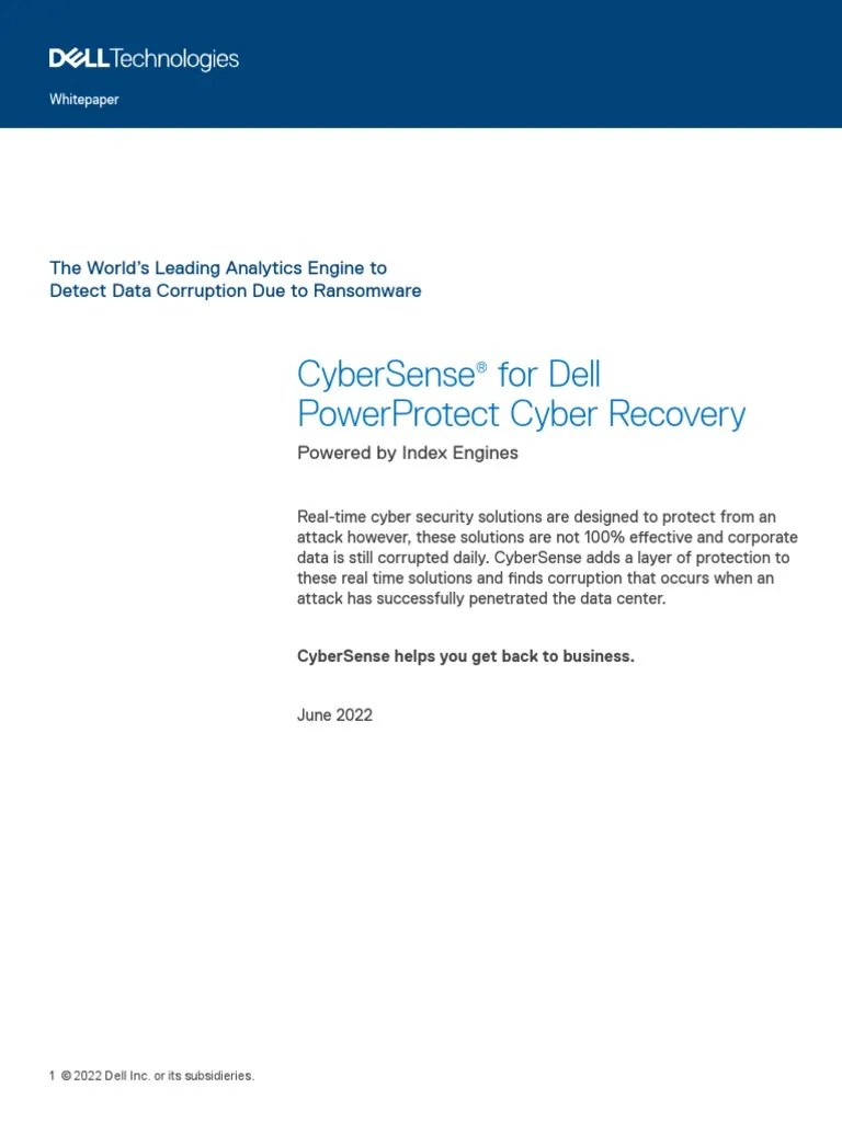 CyberSense For Dell PowerProtect Cyber Recovery 1656644381 Download Free PDF Ransomware