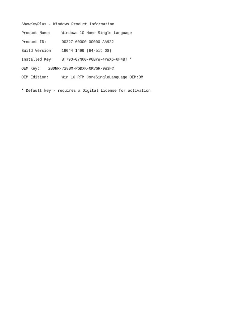 Windows 10 Home Single Language Key PDF