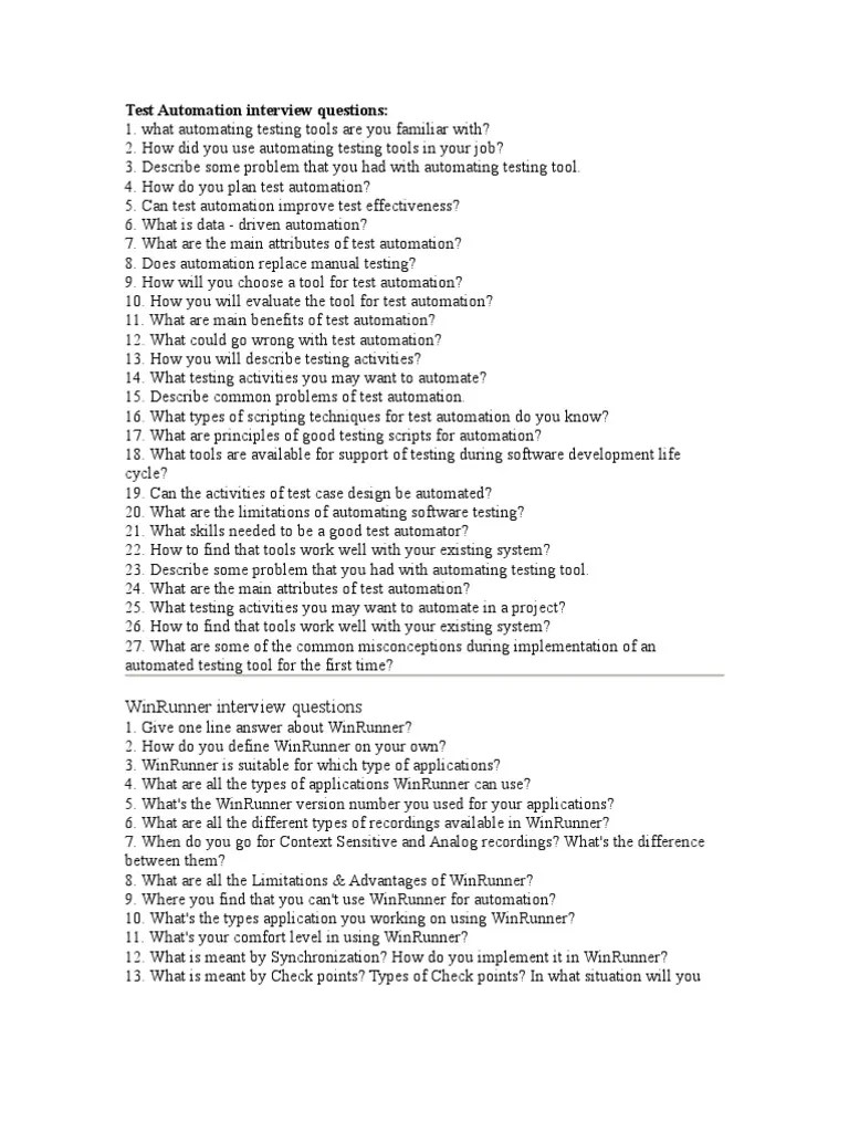 Interview Questions for Software Testers Software Testing Software Bug