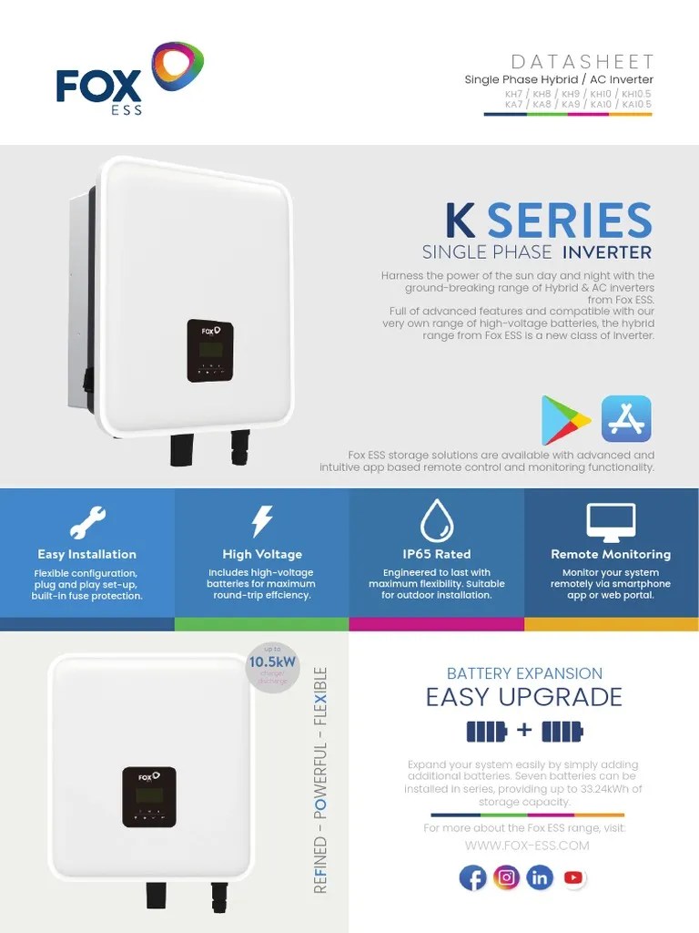 Fox ESS K Series Datasheet 3.22 | PDF | Power Inverter | Electromagnetism