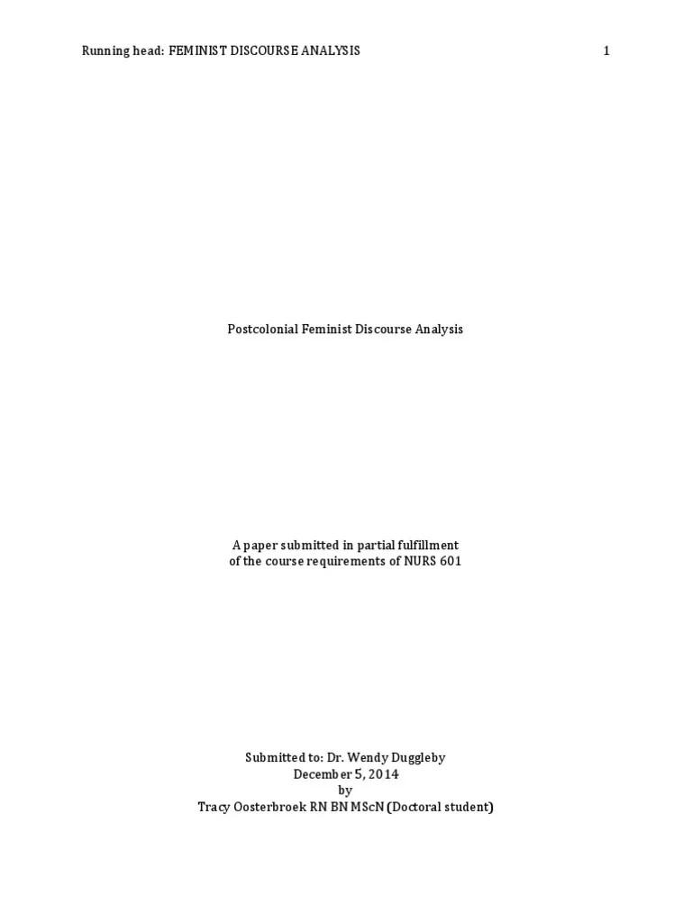 Feminist Discourse Analysis PDF Feminism Gender Studies