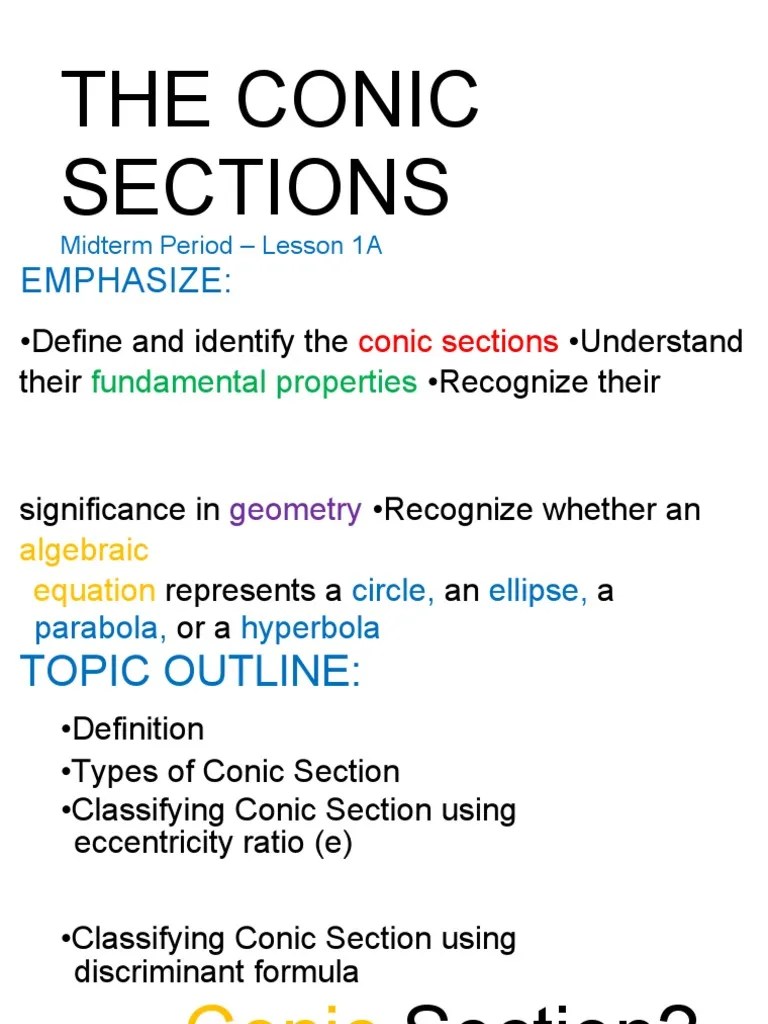1A Conic Sections (Definition and Types) PDF Manifold Euclidean