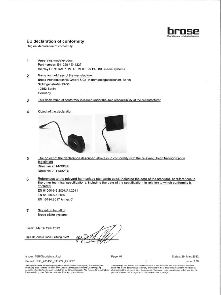 Declaration of Conformity Remote + Central | PDF