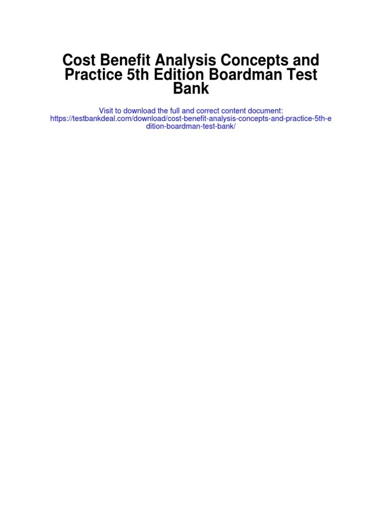 Cost Benefit Analysis Concepts and Practice 5th Edition Boardman Test