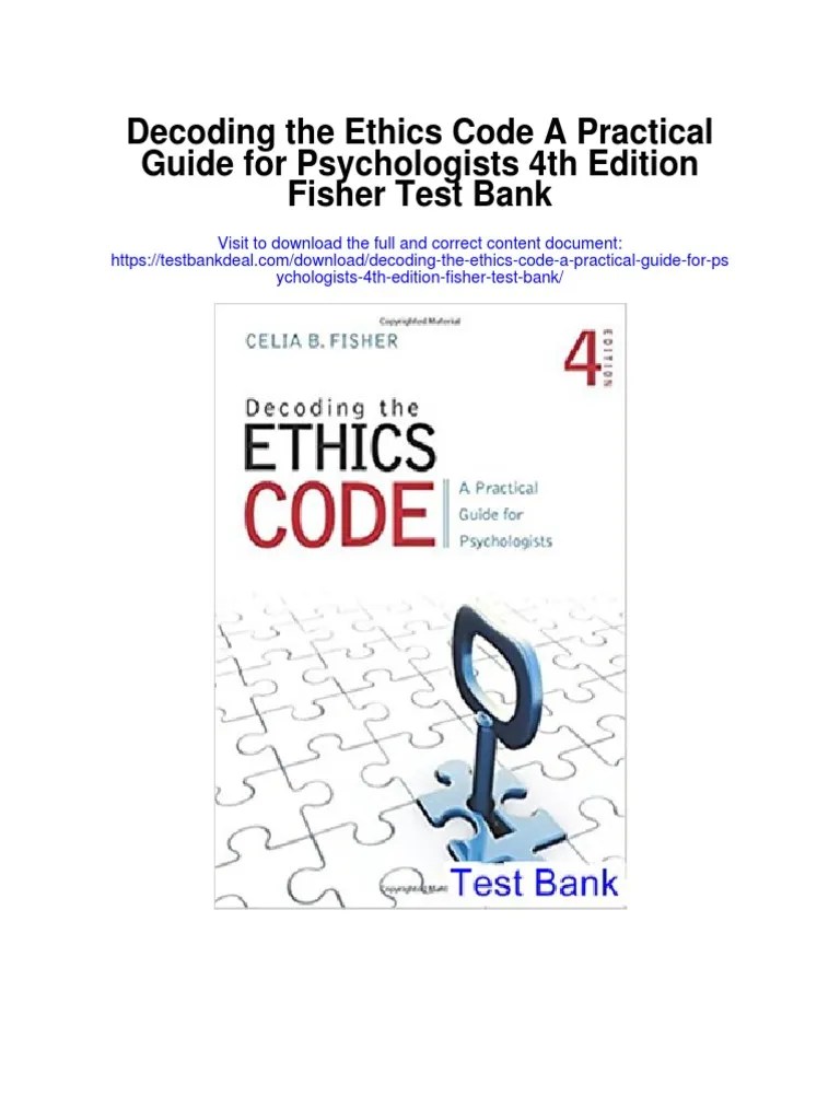 Decoding The Ethics Code A Practical Guide For Psychologists 4th