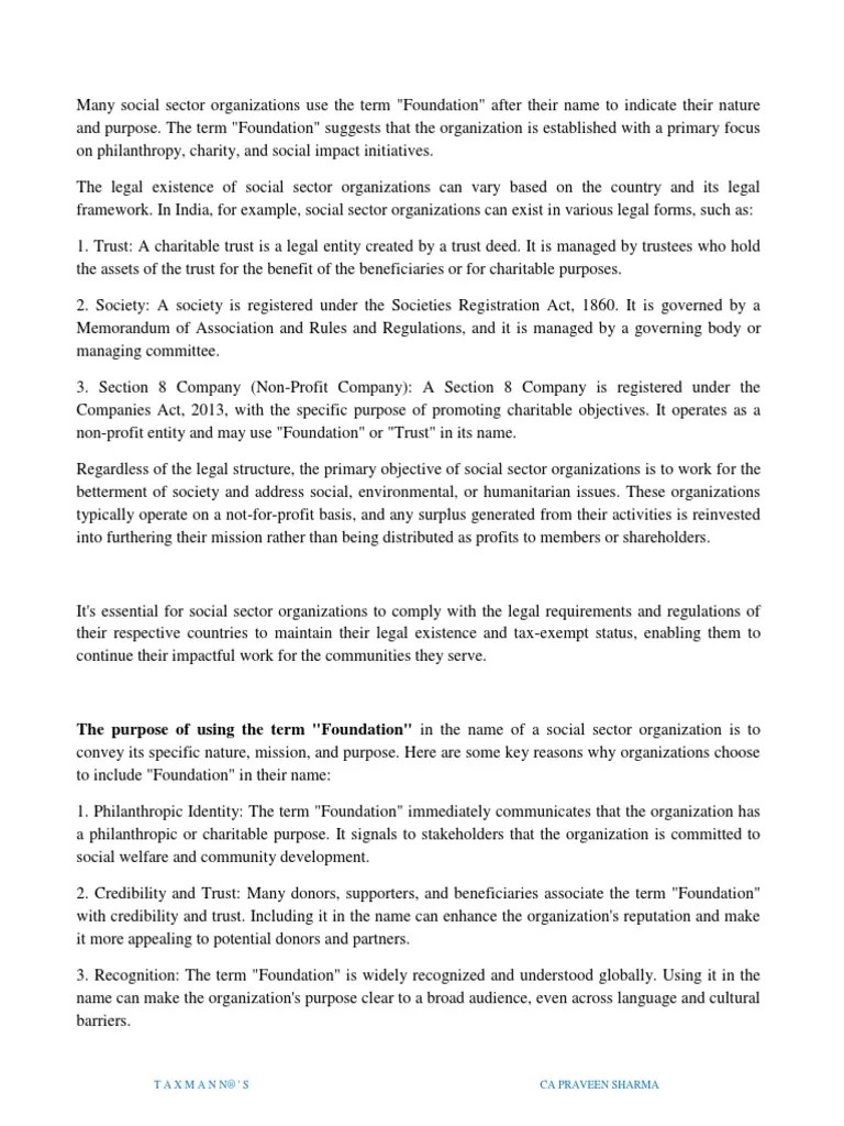 The Purpose of Using The Term "Foundation" in The Name of A Social