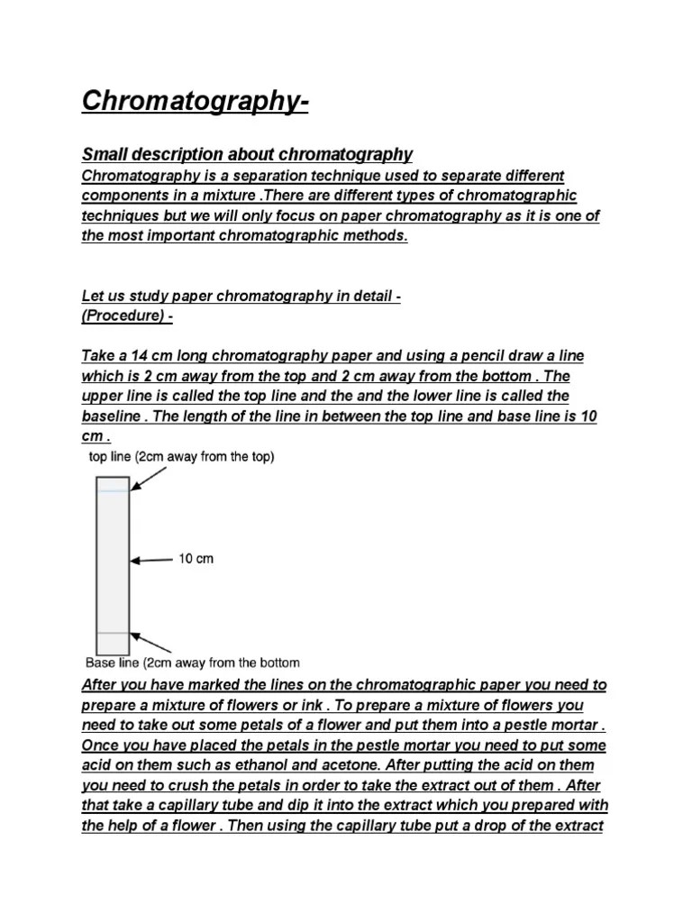 Chromatography Elements, Compounds and Mixtures Seperation Technique